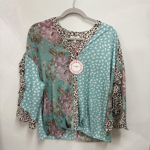 NWT UMGEE Mixed Boho Blouse - Size M - Picture 2 of 7